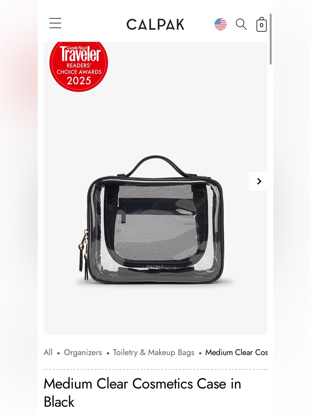 Calpak Medium Clear Cosmetics Case in Yellow (Limited Edition)